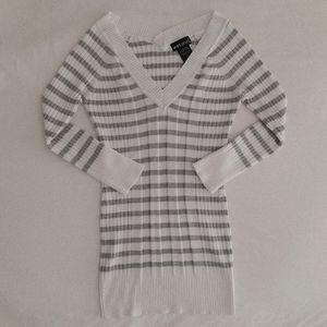 Wet Seal Grey and White Striped Sweater